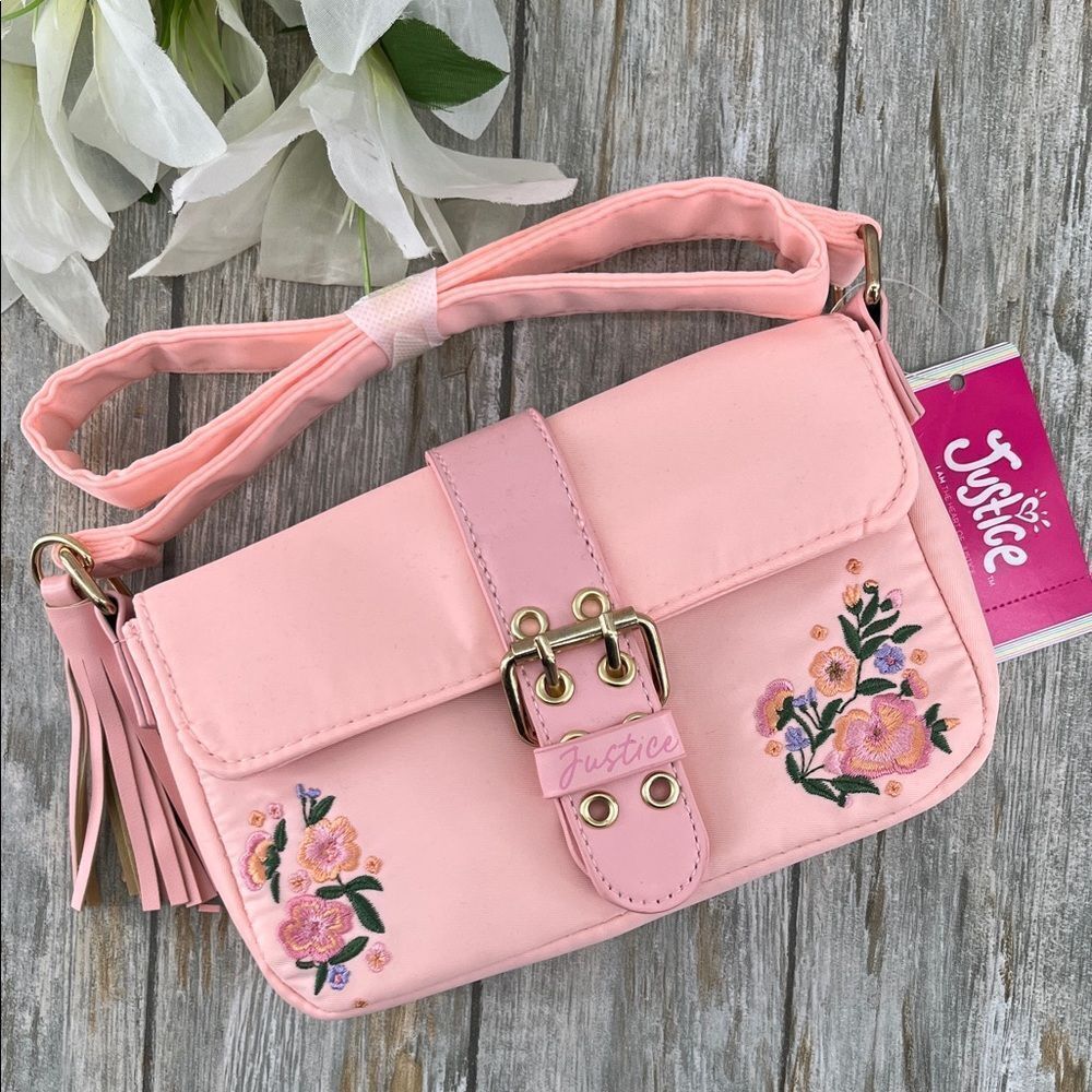 Justice Girl's Floral Flap Shoulder Bag Purse